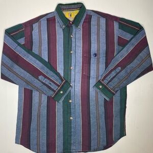 Vintage Duck Brand 90’s Striped Long Sleeve Button Down Shirt Sz Lg